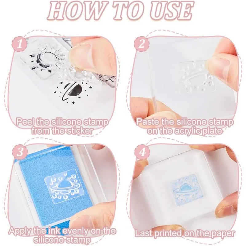 Moon Sun Star Clear Silicone Stamps – 2pc Journaling Set Clear Silicone Stamps Axl