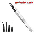 ESD-Safe Precision Tweezers – Anti-Static Stainless Steel Precision Tweezers Axl Silver professional suit
