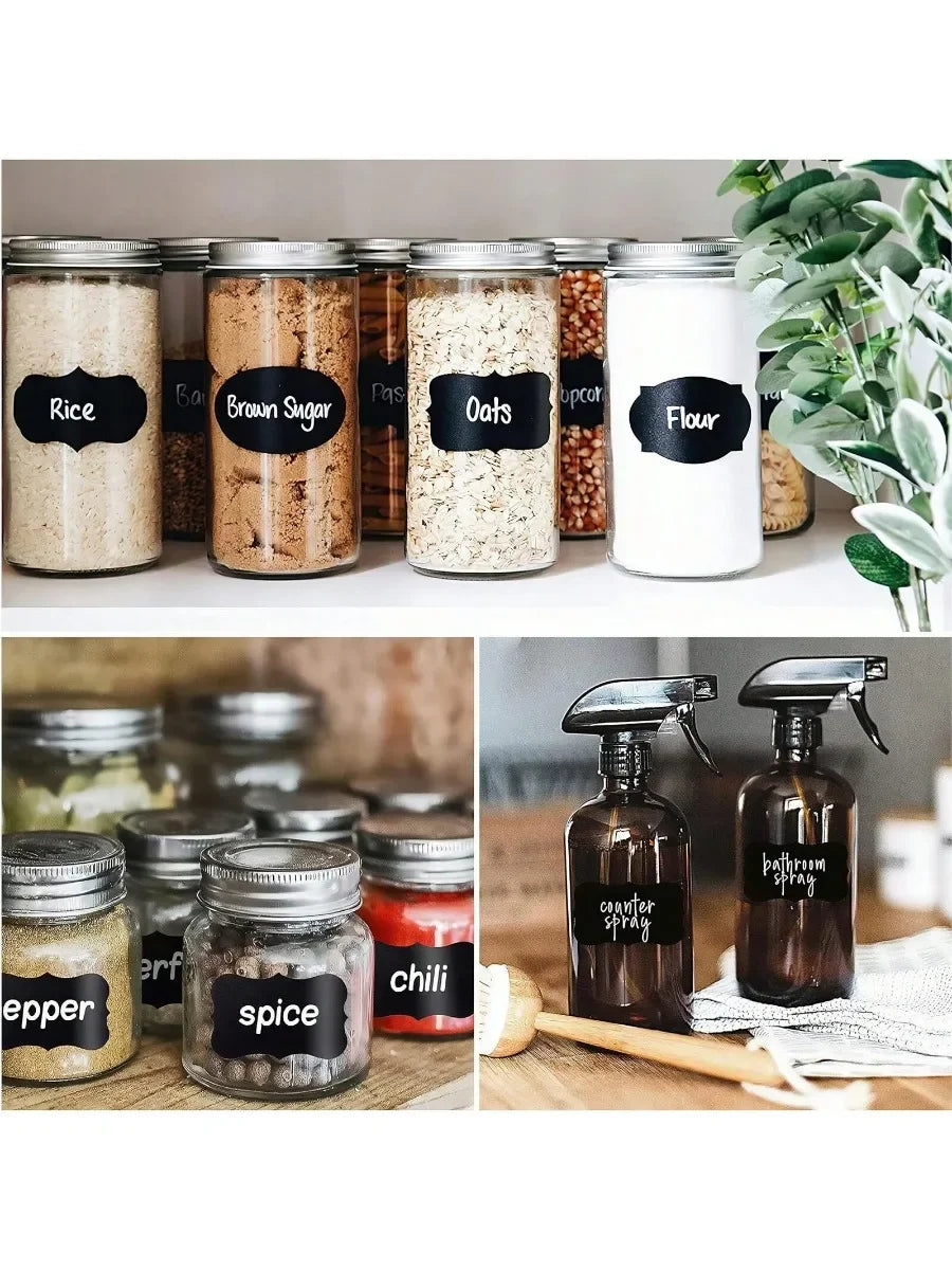 Black Waterproof Reusable Chalk Labels for Jars & Storage Chalk Label Stickers Axl