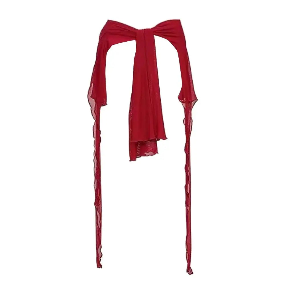 Y2K Hip-Hop Dance Scarf Belt – Sheer Tassel Wrap Skirt Dance Scarf Wrap Axl