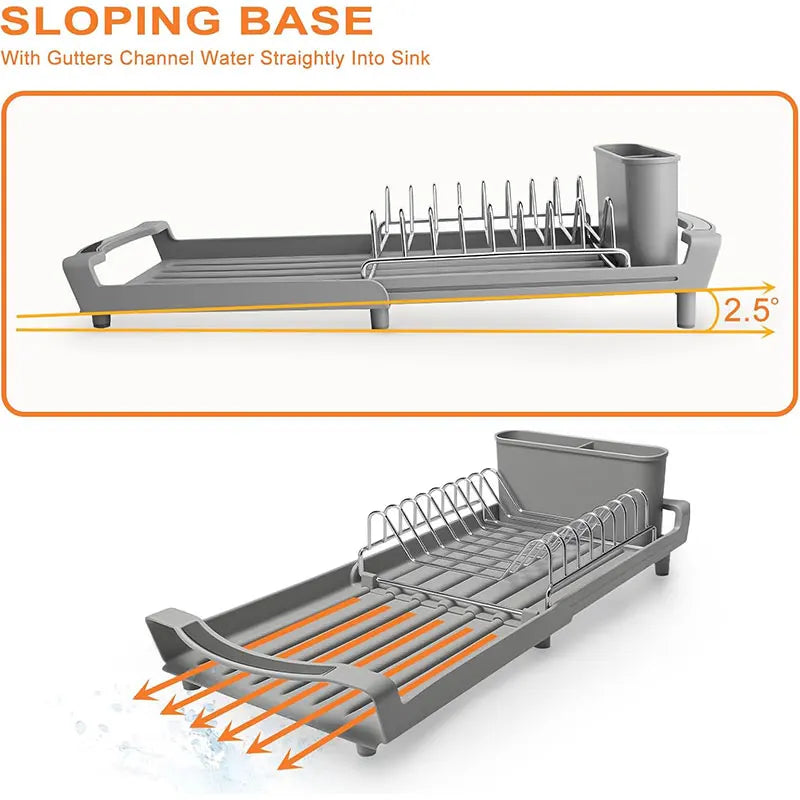 Expandable Dish Drying Rack with Cutlery Holder | Rust-Resistant Dish Drying Rack Axl