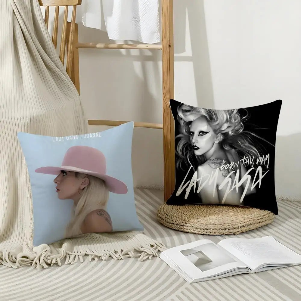 Lady Gaga Linen Cushion Cover | Breathable Pillowcase Hidden Zipper Decorative Pillow Cover Axl