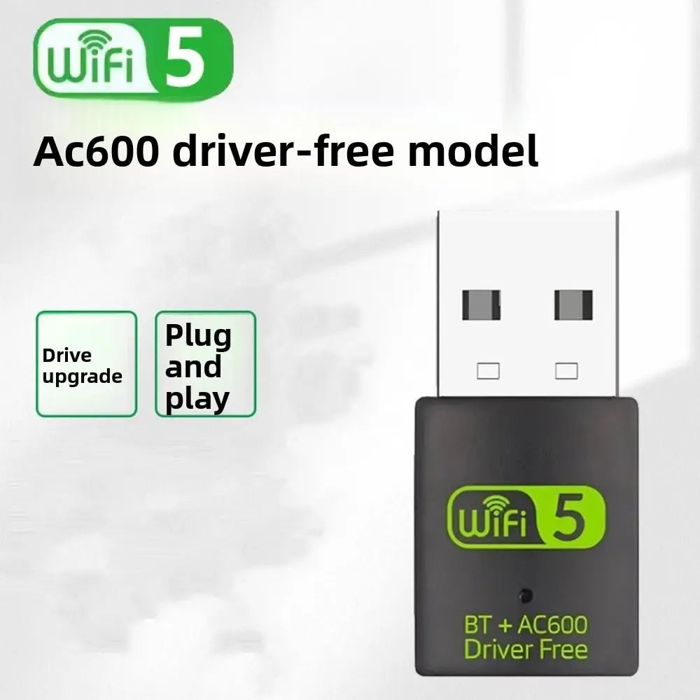 600Mbps Dual Band WiFi & Bluetooth 5.0 USB Adapter – No Driver USB WiFi Adapter Axl