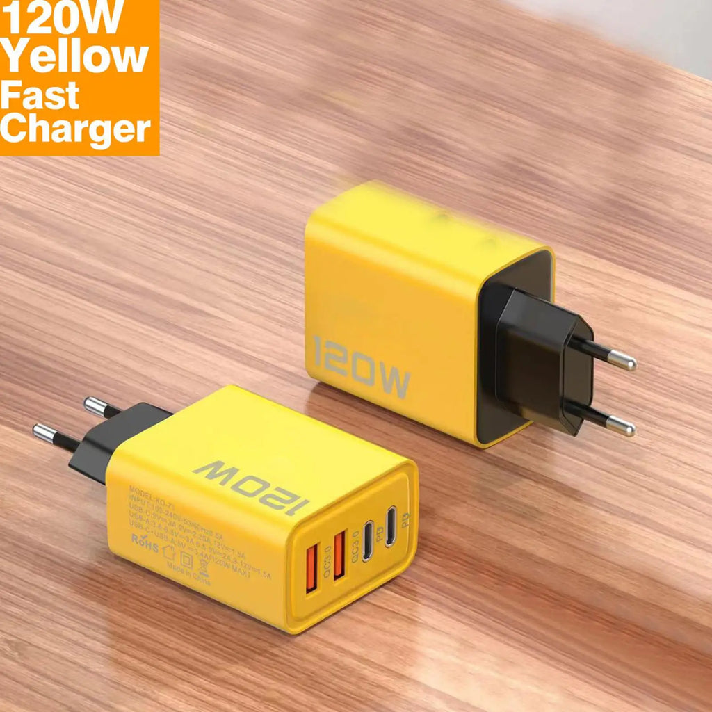 120W 4-Port USB-C Fast Wall Charger Block | Dual PD USB Wall Charger Axl