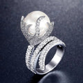 Huitan Simulated Pearl Women's Ring – Elegant Wedding Band Pearl Fashion Ring Axl T0472 6