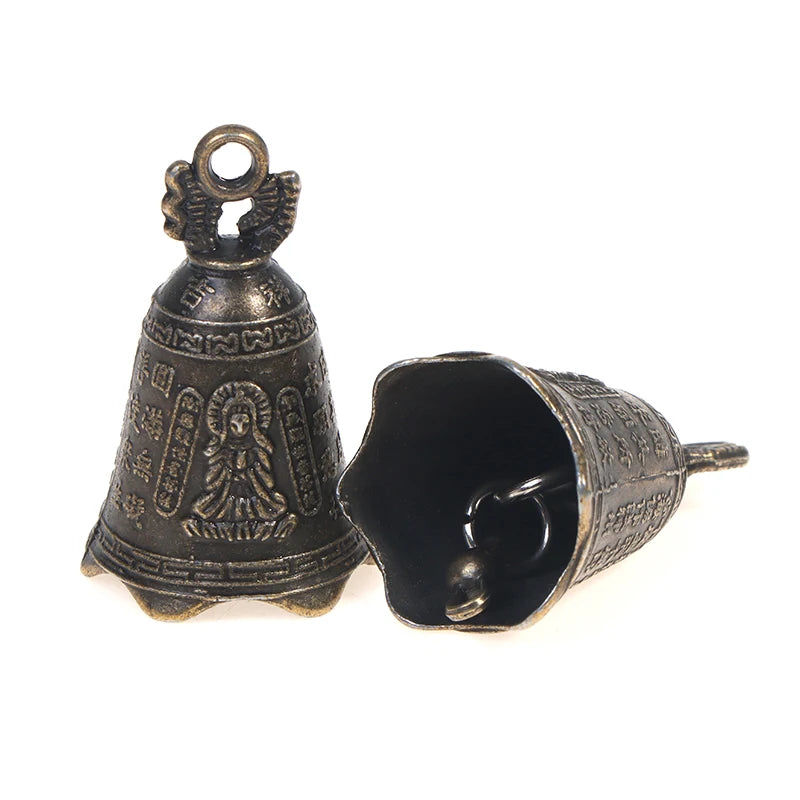 Mini Antique Brass Guanyin Bell Sculpture Set of 2 Decorative Bell Sculpture Axl
