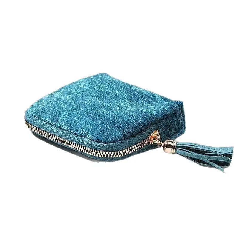 Soft Velvet Jewelry Pouch – 4-Slot Tassel Zipper Travel Bag Jewelry Storage Pouch Axl