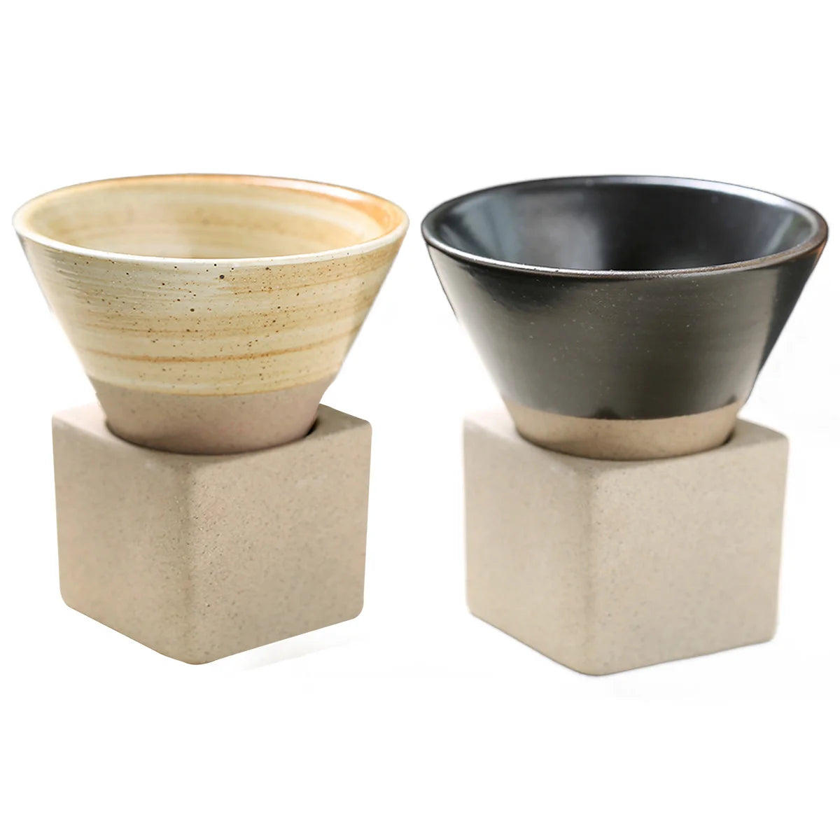 100ml Japanese Ceramic Coffee Mug – Triangular Cone & Square Base Ceramic Coffee Mug Axl B Set of 2 100ml