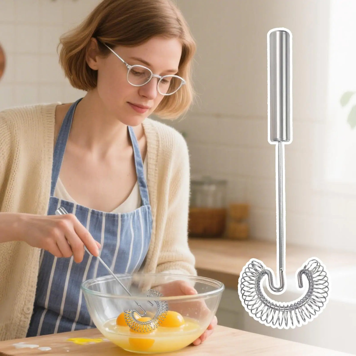 Stainless Steel Hand Whisk – Spiral Egg Beater & Baking Tool Kitchen Hand Whisk Axl