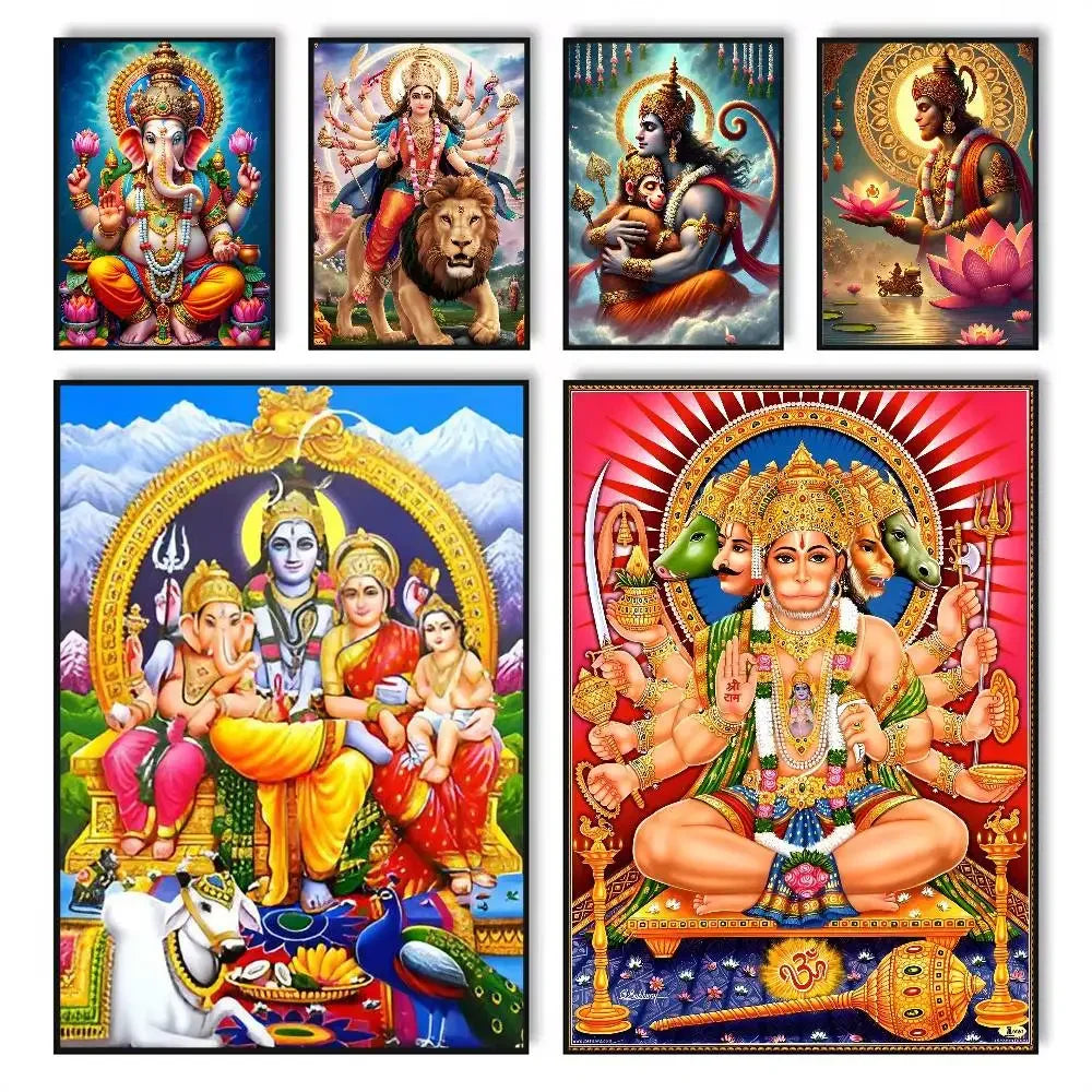 Lord Hanuman HD Poster – Self-Adhesive Waterproof Wall Décor Religious Wall Poster Axl