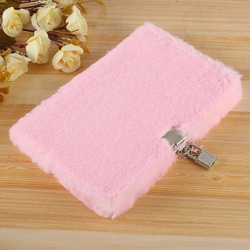 Cute Plush A5 Diary Notebook with Lock | Girls Journal Diary Notebook Axl Pink A5