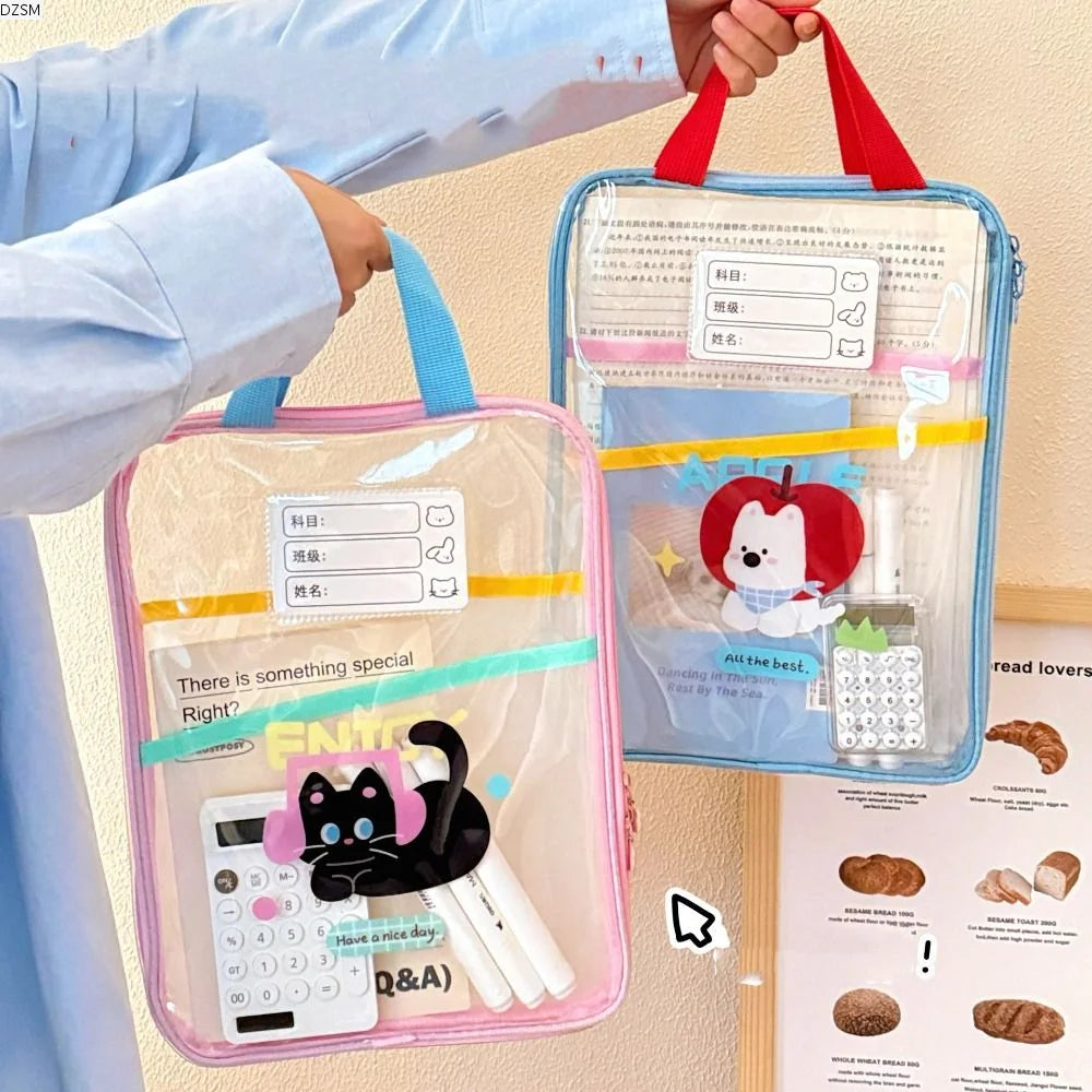 Cartoon PVC File Folder Bag – Transparent Bear & Rabbit Design PVC File Folder Bag Axl