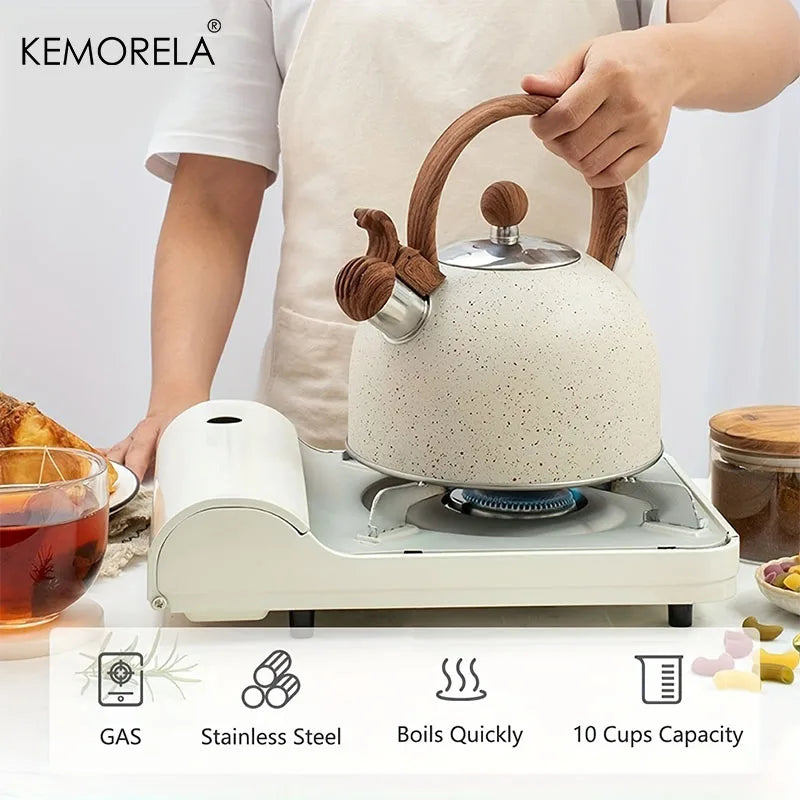 KEMORELA 2.5L Stainless Steel Whistle Kettle – Gas & Induction Stovetop Whistle Kettle Axl