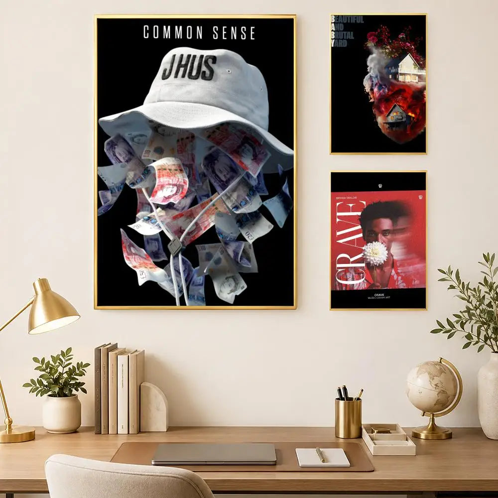 J Hus Self-Stick HD PVC Wall Poster – Waterproof Room Decor Wall Art Poster Axl