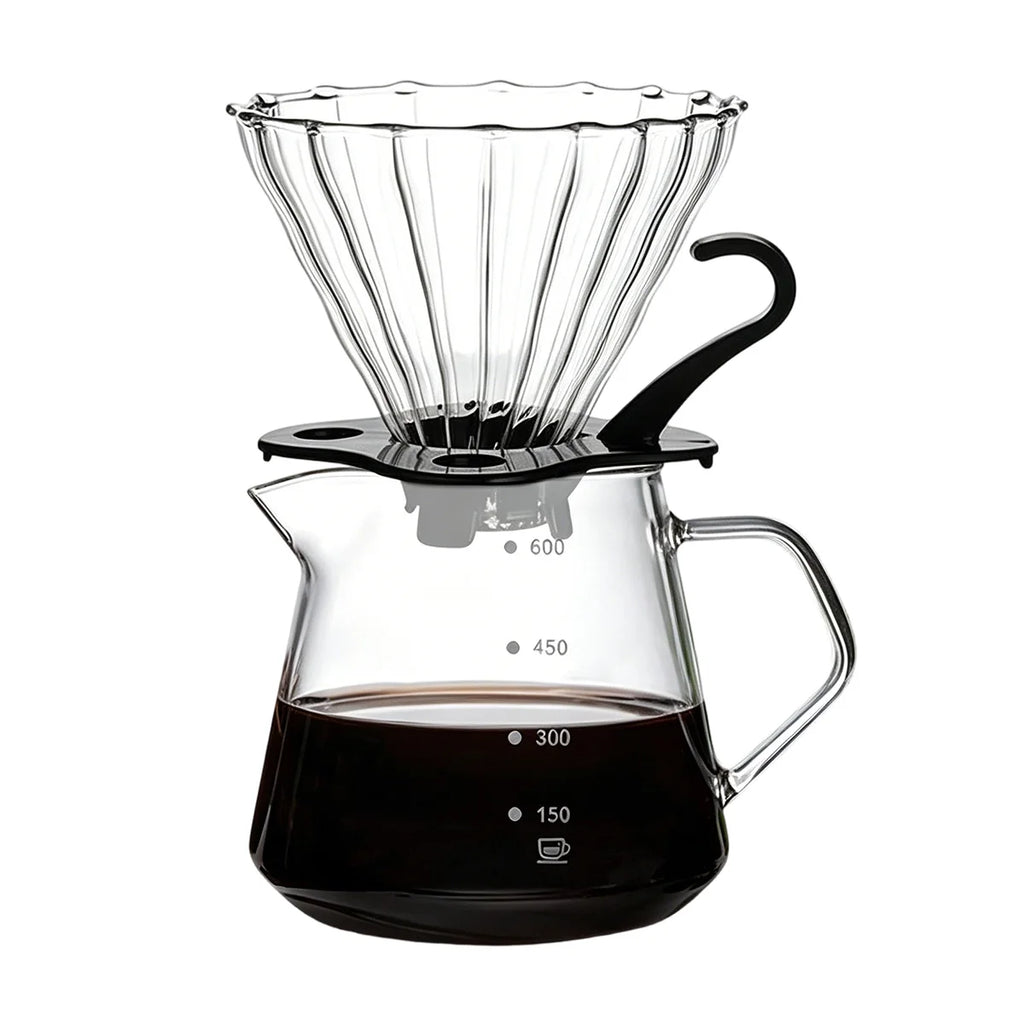 Leeseph Pour Over Coffee Maker – 600ml Glass Carafe & Dripper Pour Over Coffee Maker Axl Clear