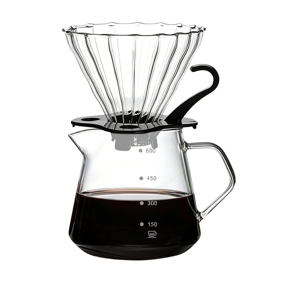 Leeseph Pour Over Coffee Maker – 600ml Glass Carafe & Dripper Pour Over Coffee Maker Axl Clear