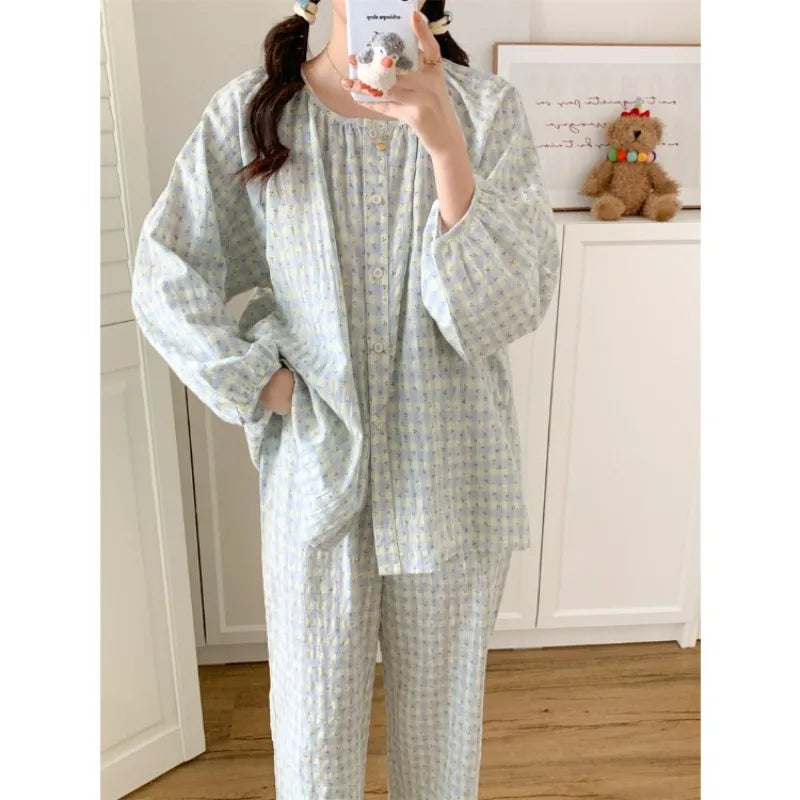 Women's Plaid Pajama Set – Long Sleeve 2-Piece Sleepwear Women's Pajama Set Axl