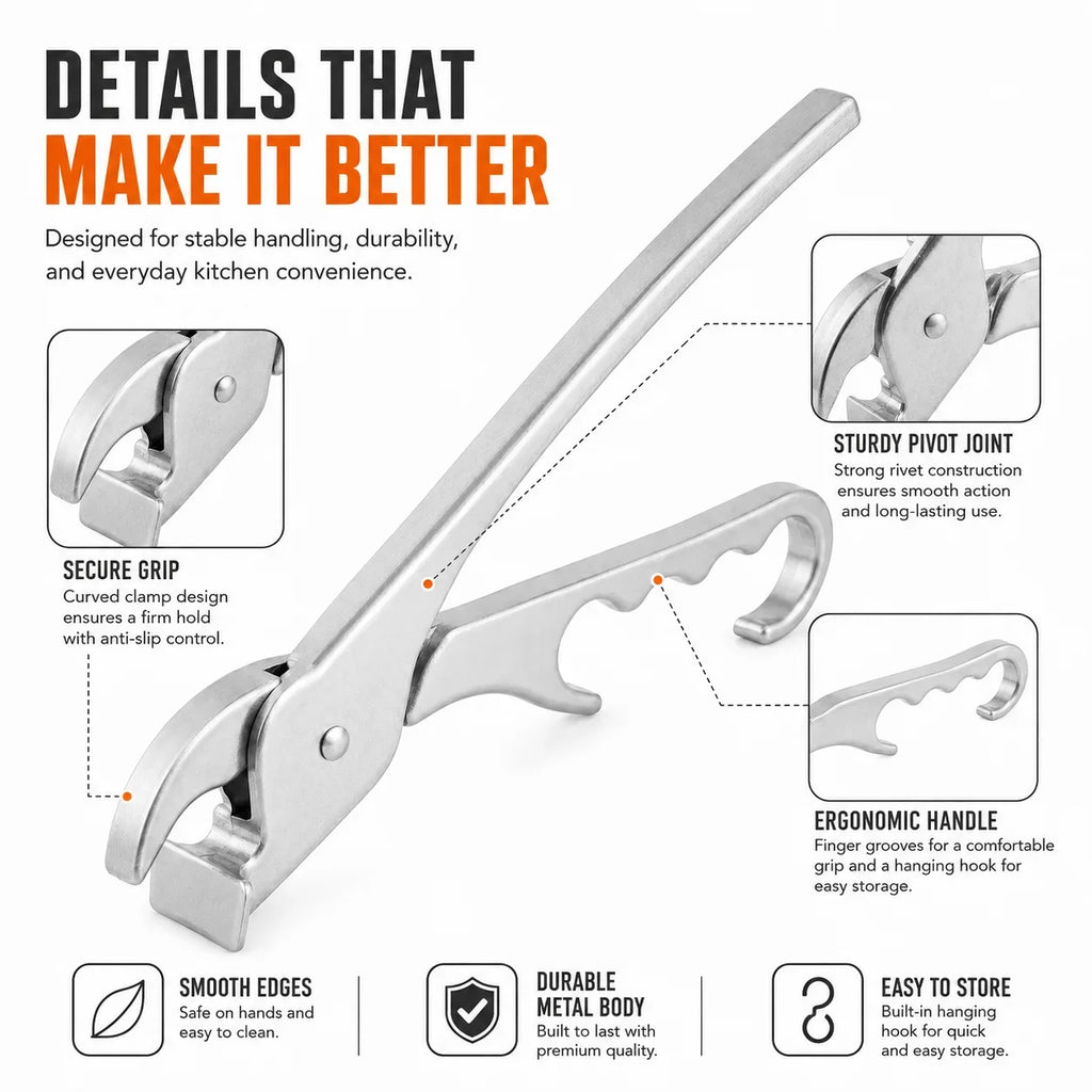 Aluminum Alloy Pizza Pan Gripper Tongs & Bottle Opener Kitchen Pan Gripper Axl