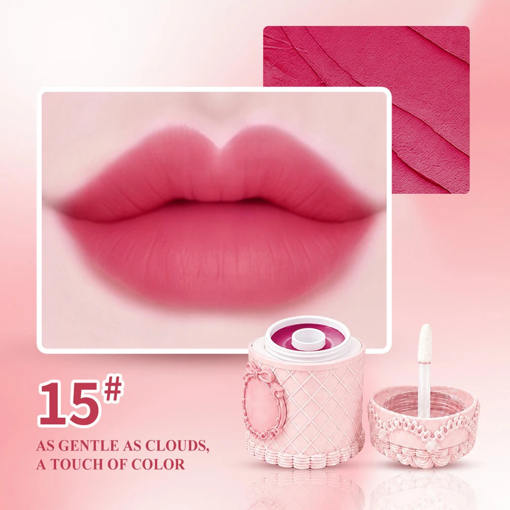 Heart Strawberry Cake Matte Lip Mud – Vegan Lipstick Cream Matte Lip Mud Axl 15 20pcs with logo