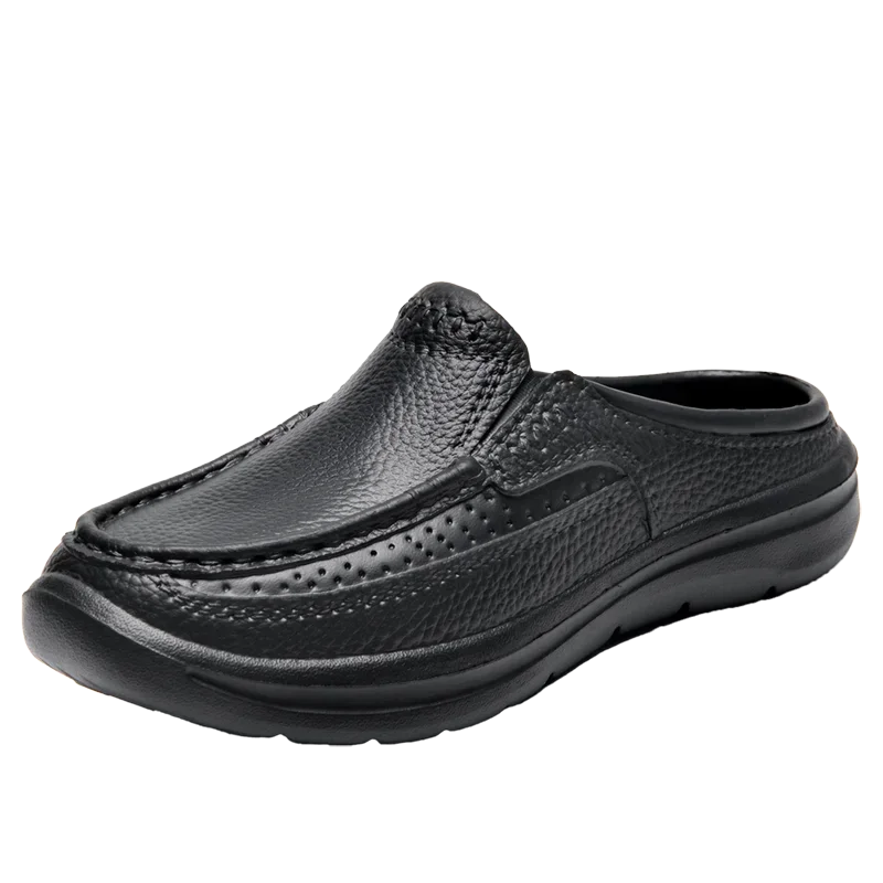 Men's Leather Loafers – Cork Sole Breathable Casual Shoes Men's Leather Loafers Axl black 41