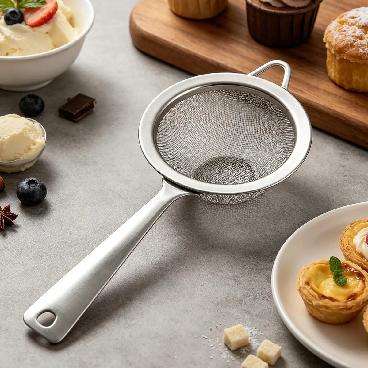 Stainless Steel Matcha & Flour Sifter | Fine Mesh Duster Kitchen Sifter Axl