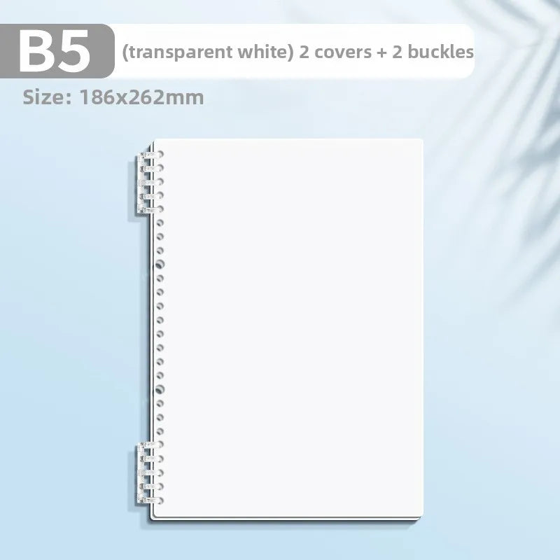 Transparent PP Loose-Leaf Binder Cover A4 A5 B5 – DIY Notebook Binder Cover Axl white-B5-1pcs