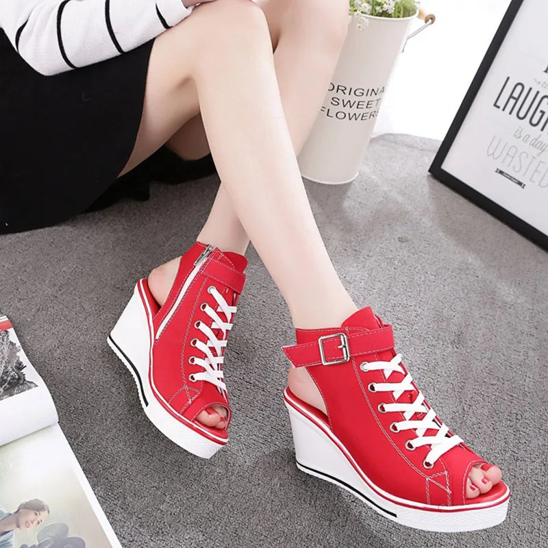 Women's Platform Wedge Sandals – Open Toe Zip Summer Shoes Platform Wedge Sandals Axl