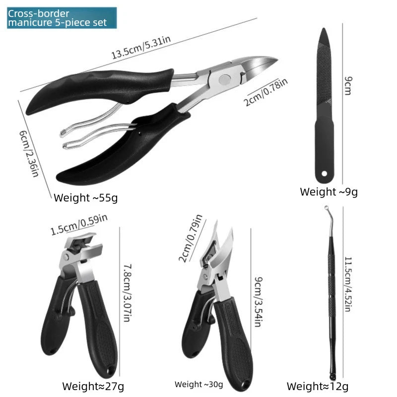 5-Pc Eagle Beak Nail Clipper Set – Stainless Steel Pedicure Kit Nail Clipper Set Axl