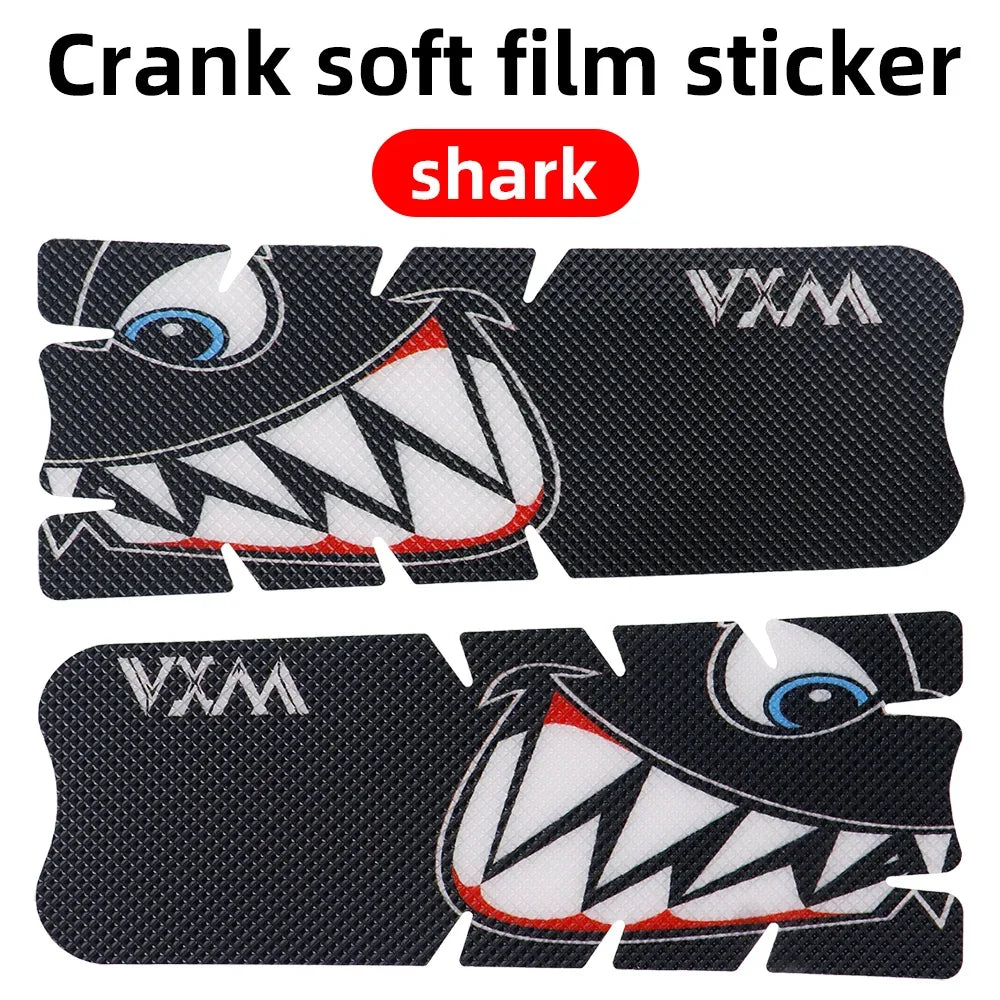 VXM Bicycle Crank Protector Stickers – Anti-Scratch 3D PVC Film Bike Crank Protector Axl Shark style