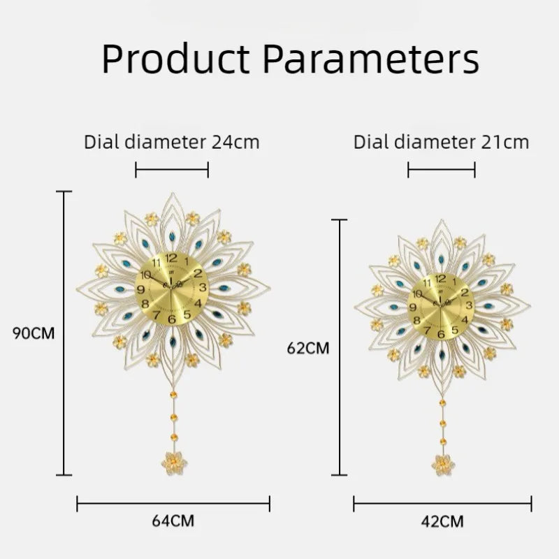 Modern Pendulum Wall Clock – Large Silent Gold Luxury Decor Pendulum Wall Clock Axl