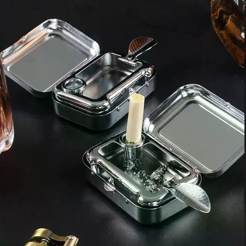 Stainless Steel Pocket Ashtray with Sealed Lid | Portable Travel Portable Pocket Ashtray Axl