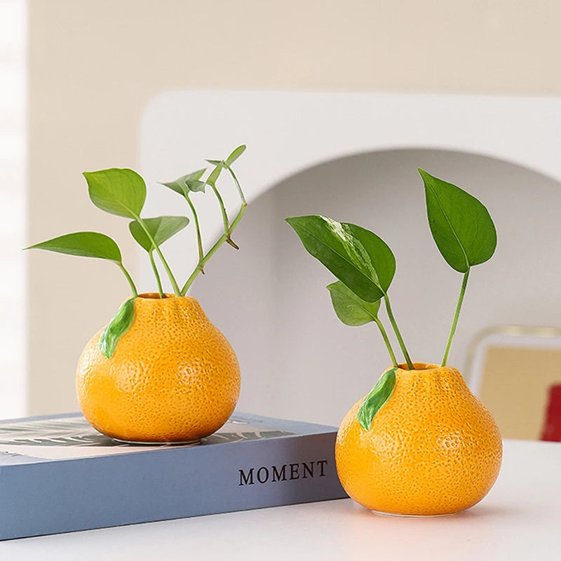 Orange Fruit Shaped Vase – Desktop Art Vase & Centerpiece Decorative Vase Axl