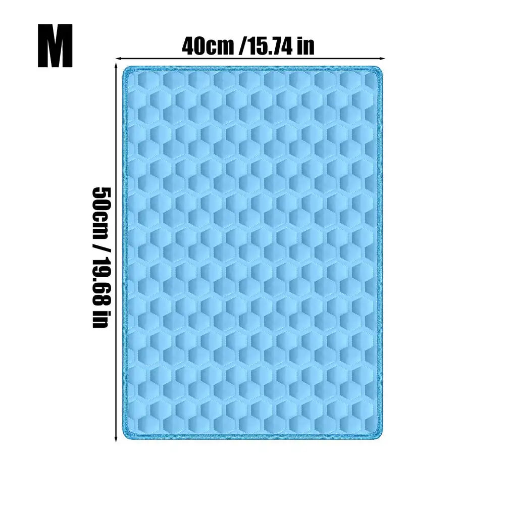 Pet Cooling Mat for Dogs & Cats – Ice Silk Summer Sleep Pad Pet Cooling Mat Axl Blue M