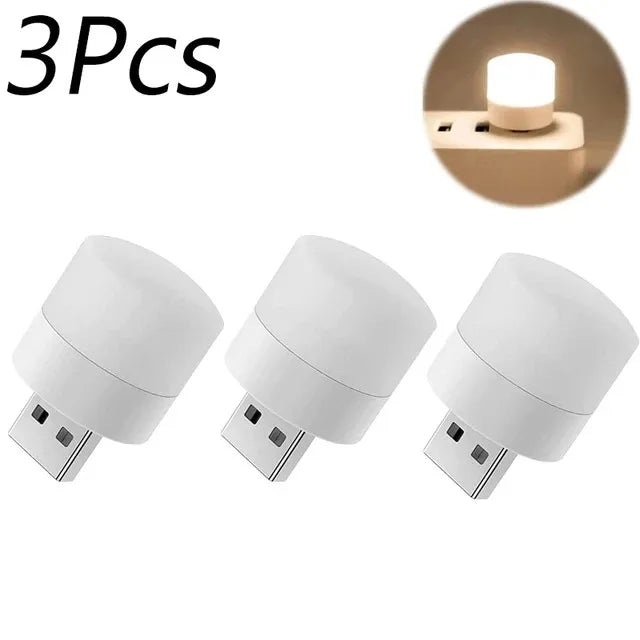 Mini USB LED Night Light – Warm & White Plug-In Lamp 1/3/10 Pack USB Night Light Axl 3PCS-Warm