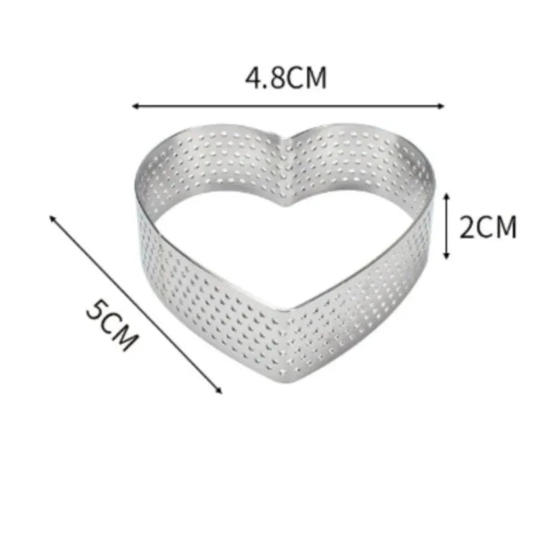 6-Piece Heart Perforated Tart Rings – Stainless Steel Molds Tart Ring Mold Set Axl 6pcs 5CM