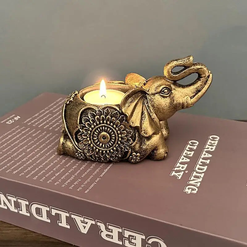 Elephant Trunks Up Tealight Candle Holder – Resin Home Decor Tealight Candle Holder Axl Style-C