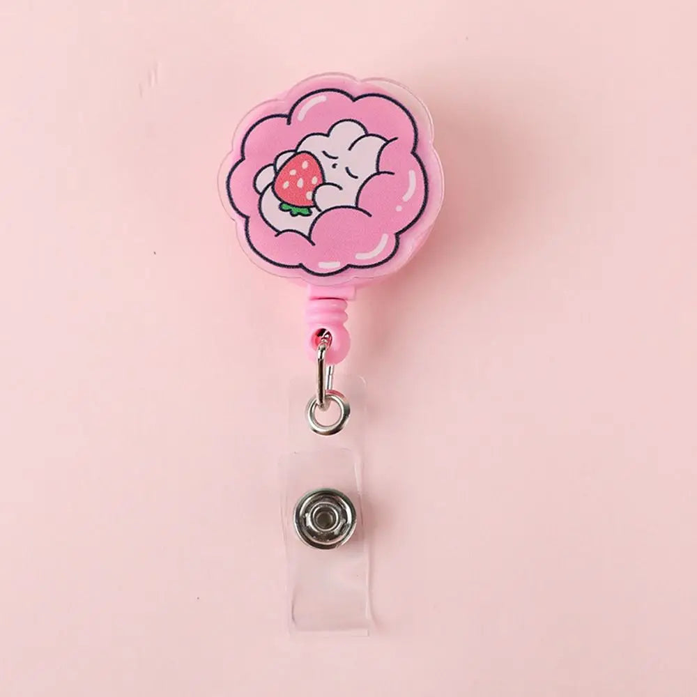 Retractable Badge Reel – Cartoon Acrylic ID Card Holder Clip Retractable Badge Reel Axl Style 1