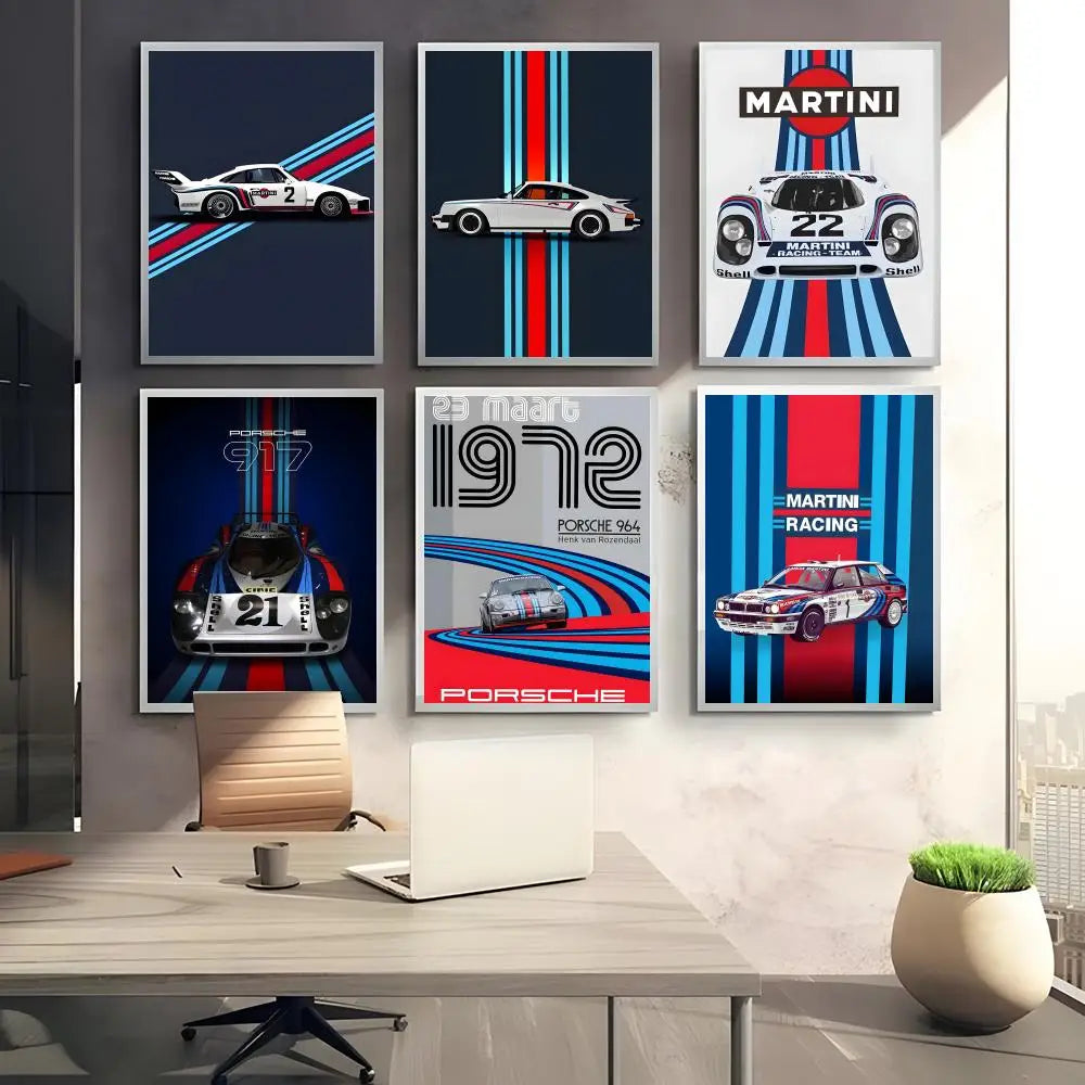 Martini Racing Car Poster – Self-Adhesive Wall Art Sticker Wall Art Poster Axl