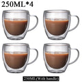 KEMORELA 250ml Double-Wall Borosilicate Glass Coffee Mugs Set Glass Coffee Mug Set Axl 4PCS 250ML 250ml