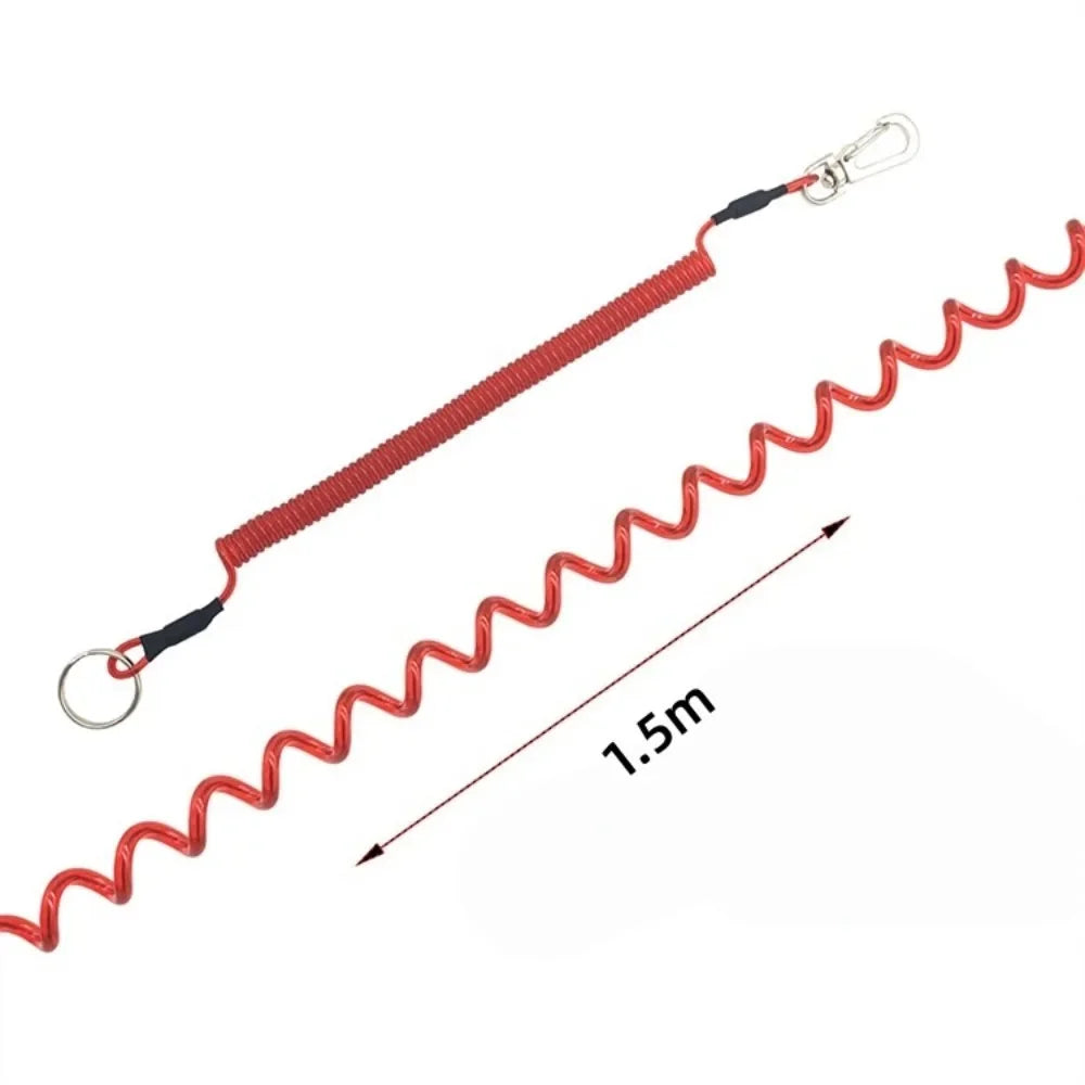 Steel Wire Spring Rope Lanyard with Carabiner – 1.5m Stretch Spring Rope Lanyard Axl