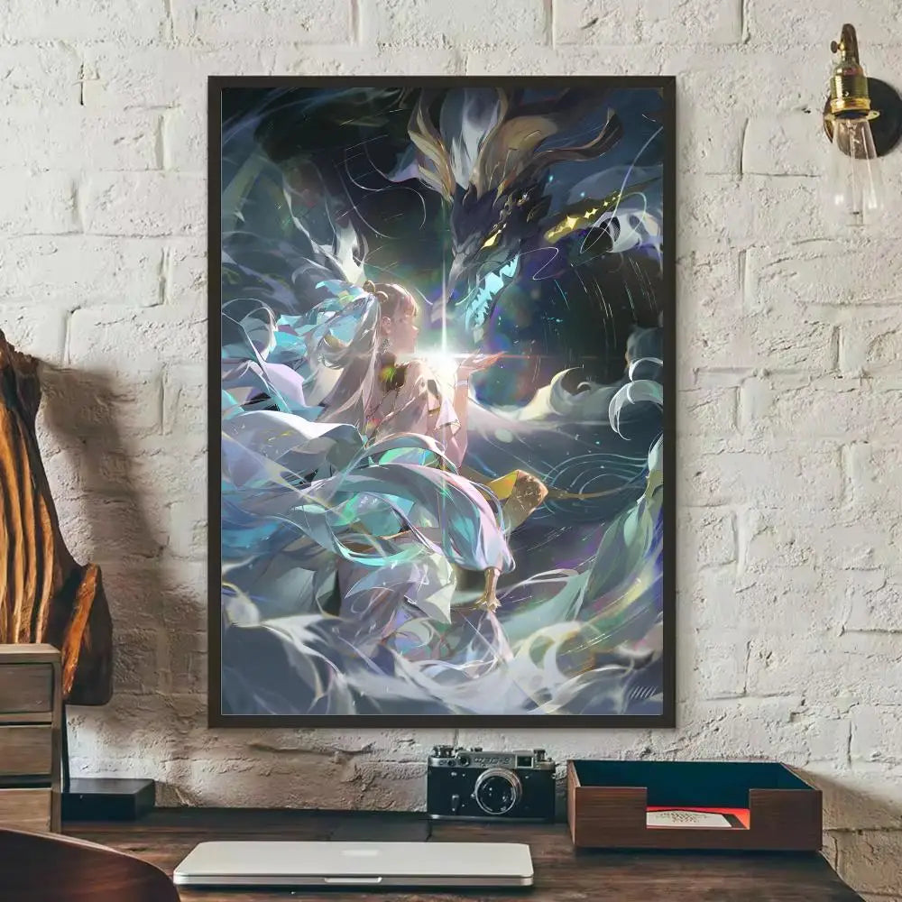 Wuthering Waves Jinhsi Wall Poster – HD Removable Decal Wall Poster Decal Axl Black8 30X40cmNoframe