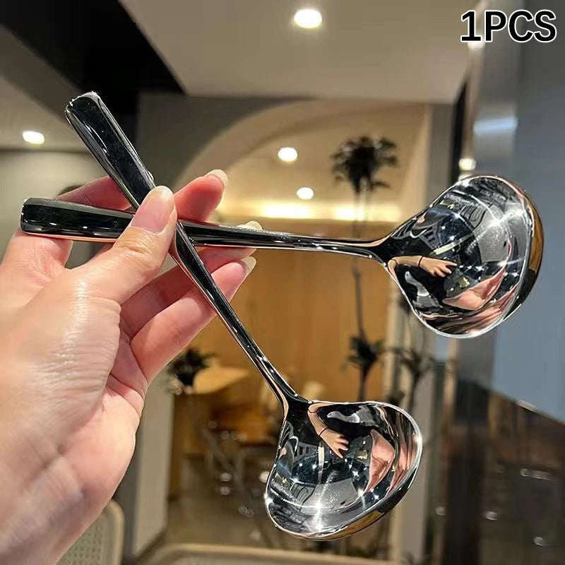 Korean Stainless Steel Soup Spoon – Long Handle Hotpot Spoon Kitchen Soup Spoon Axl