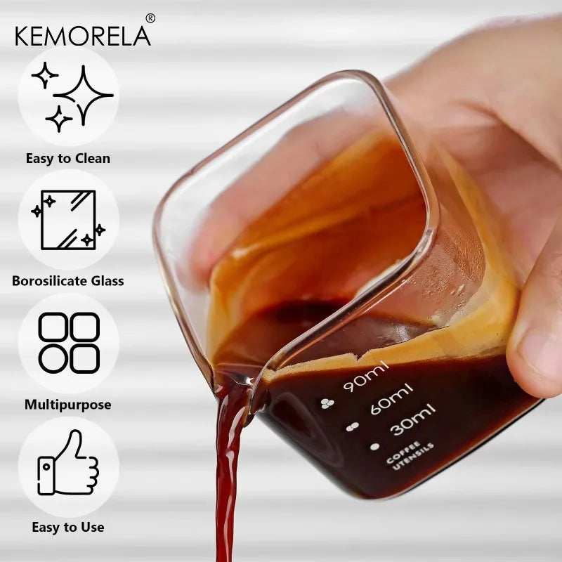 KEMORELA Glass Espresso Cup 90/120ml – Measuring Shot Glass Glass Measuring Cup Axl