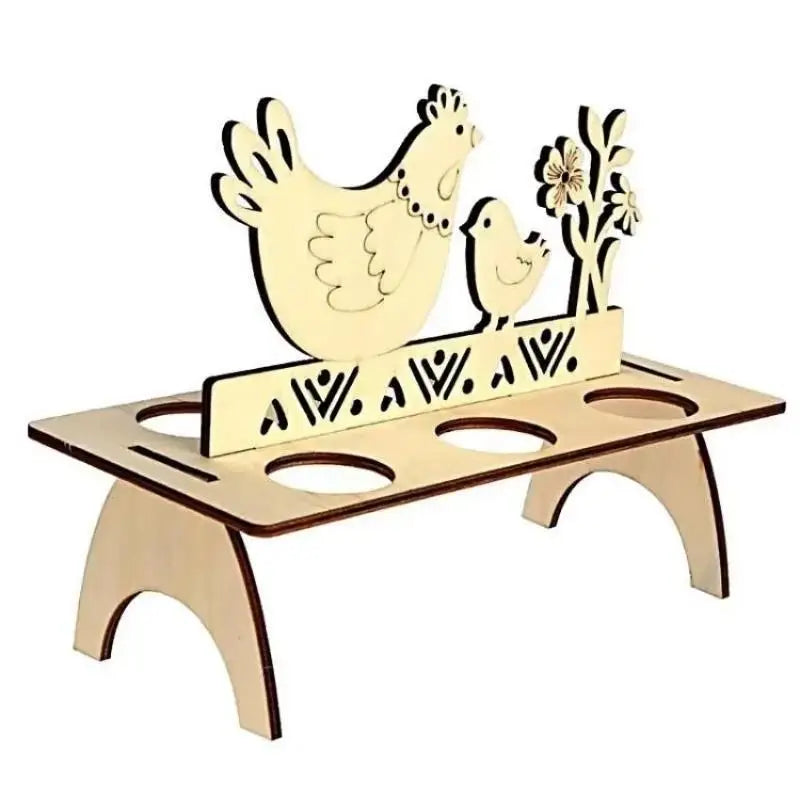 Wooden Easter Egg Tray – Rabbit & Chick Shaped Holder Easter Egg Holder Axl