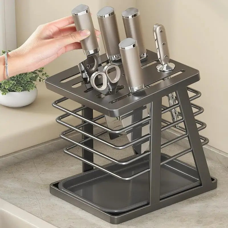 Countertop Knife Stand with Drain Tray | Kitchen Knife Rack Knife Storage Rack Axl
