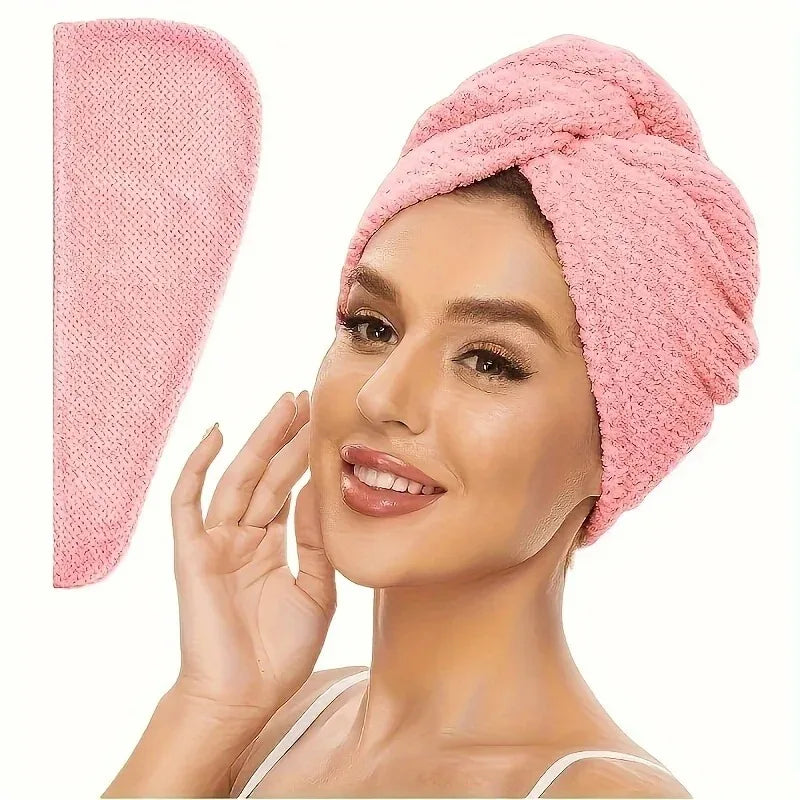 Set of 2 Microfiber Hair Drying Caps – Long Hair Towel Wrap Hair Drying Cap Axl