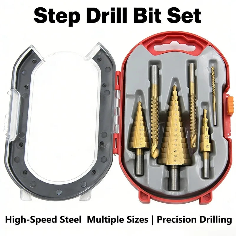 6-Piece Step Drill Bit Set – 4-12 to 4-32mm Wood Hole Saw Kit Step Drill Bit Set Axl