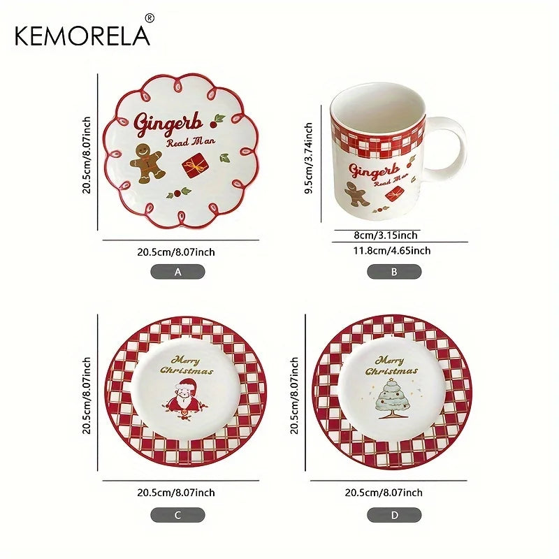 Christmas Ceramic Plate & Cups Set – Festive Serving Platter Ceramic Serving Set Axl