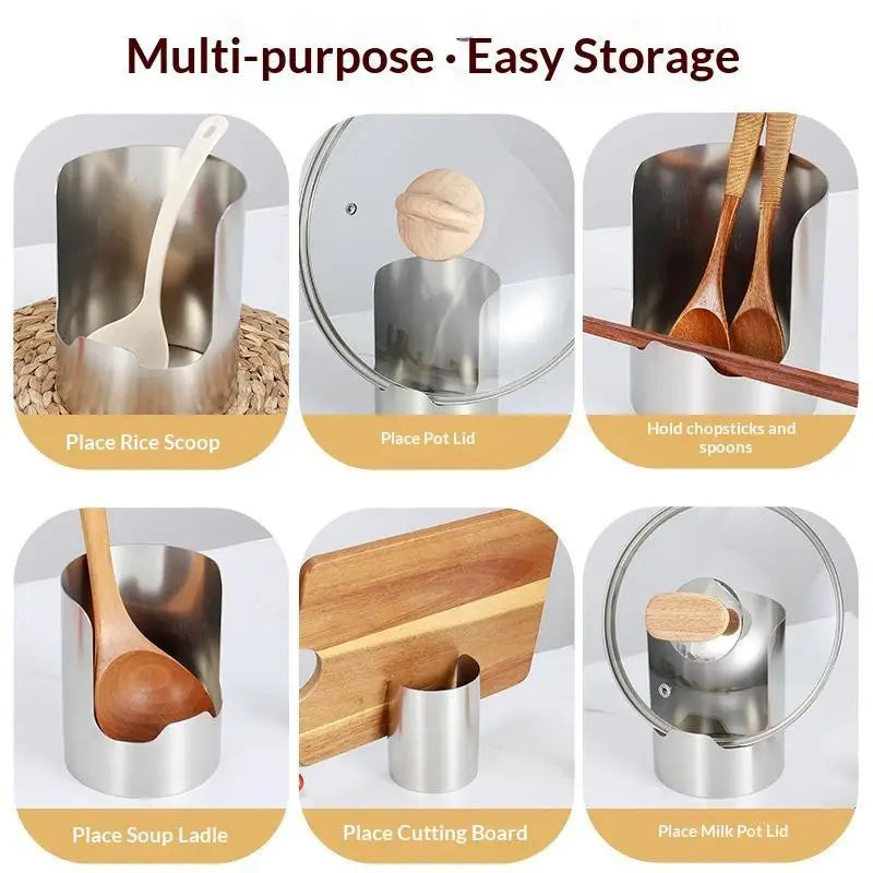 Stainless Steel Spoon & Spatula Holder – 2-in-1 Utensil Rack Utensil Holder Axl