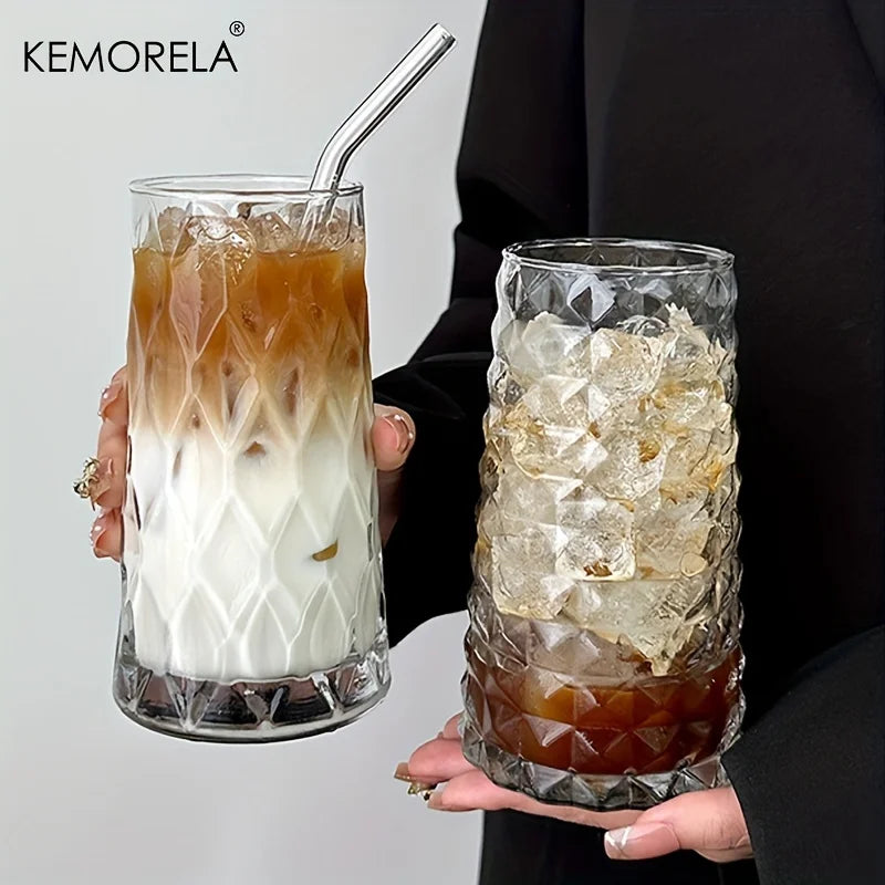 KEMORELA 500ml Diamond Glass Cup – Coffee, Whisky & Drinks Glass Drinkware Axl